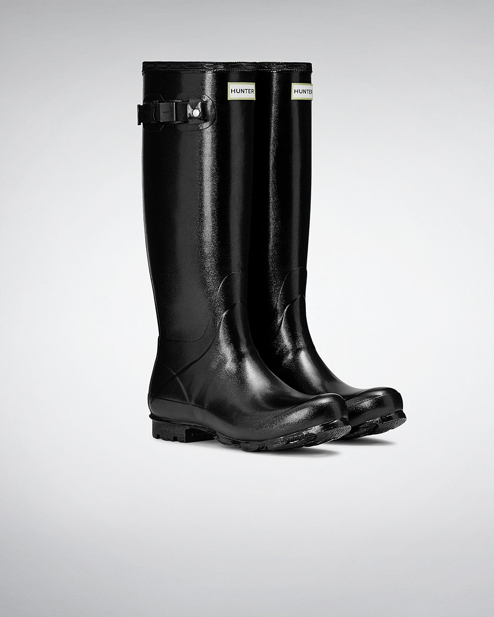 Botas de Lluvia Altas Hunter Mujer - Norris Field Gloss - Negros - KAXQLVS-34